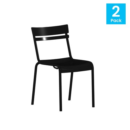 Flash Furniture Black All-Weather Armless Steel Dining Chair, 2PK 2-XU-CH-10318-BK-GG